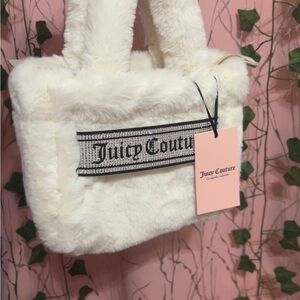 Juicy Couture Cream Faux Fur Tote